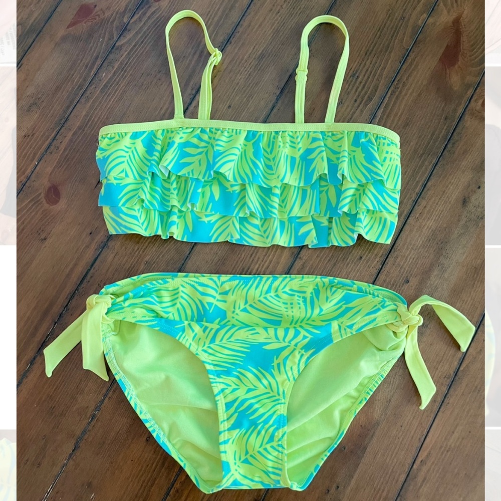 Justice Electric Palm Tree Bikini Set Girls Size 18